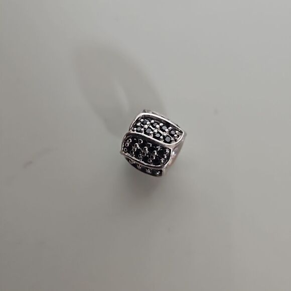 925 Sterling Silver Sparkling Black Stone Charm Silver - Picture 16 of 16